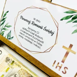 Pudełko na Pieniądze Komunia - Prezent na Komunię Święta Pamiątka Pierwszej Komunii Świętej