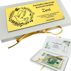 Pudełko na Pieniądze Komunia - Prezent na Komunię Święta Pamiątka Pierwszej Komunii Świętej