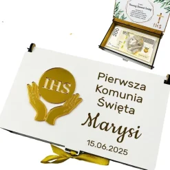 Pudełko na Pieniądze Komunia - Prezent na Komunię Święta Pamiątka Pierwszej Komunii Świętej