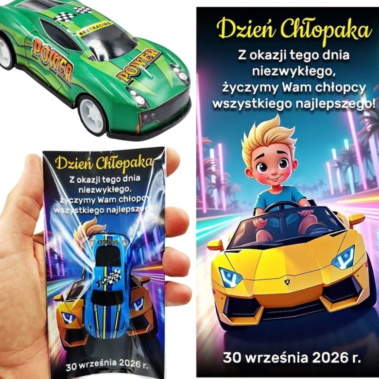 Resorak z Napędem + Życzenia - Prezent na Dzień Chłopaka Przedszkole Szkoła Autko Samochodzik