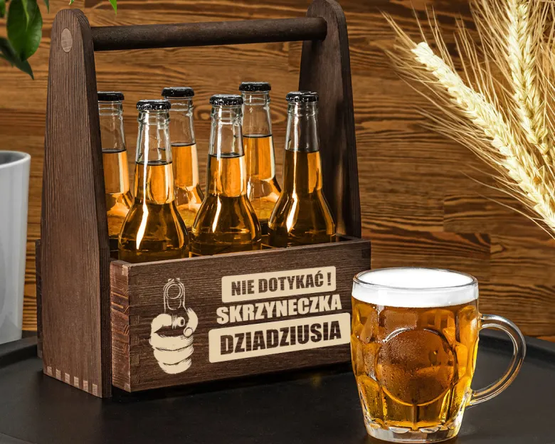 Skrzynka nosidło na piwo dla Dziadka - prezent na Dzień Dziadka Urodziny Imienieny