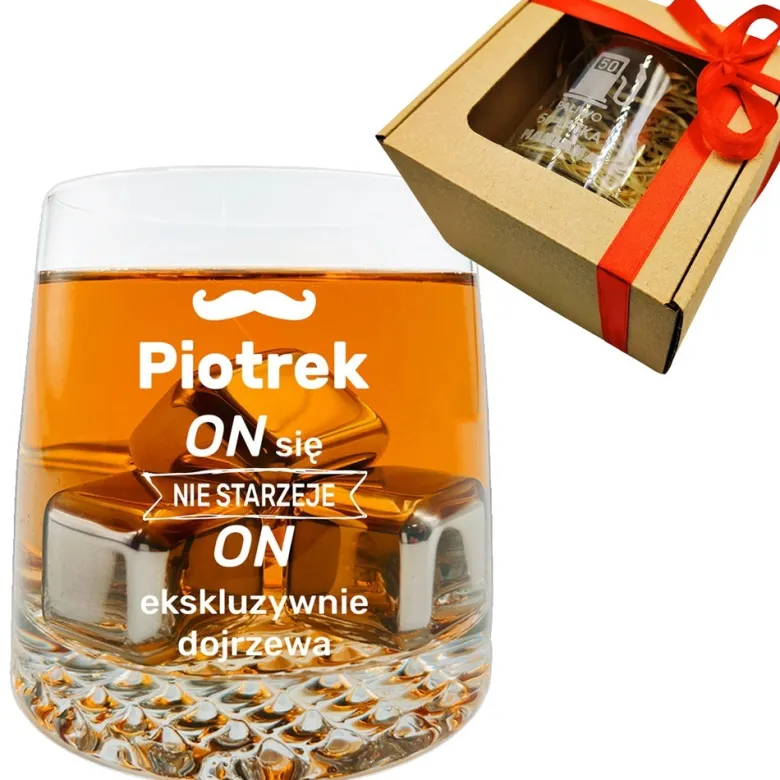 Szklanka do whisky KROSNO z grawerem - prezent na 18 40 50 60 urodziny święta dla faceta mężczyzny chłopaka