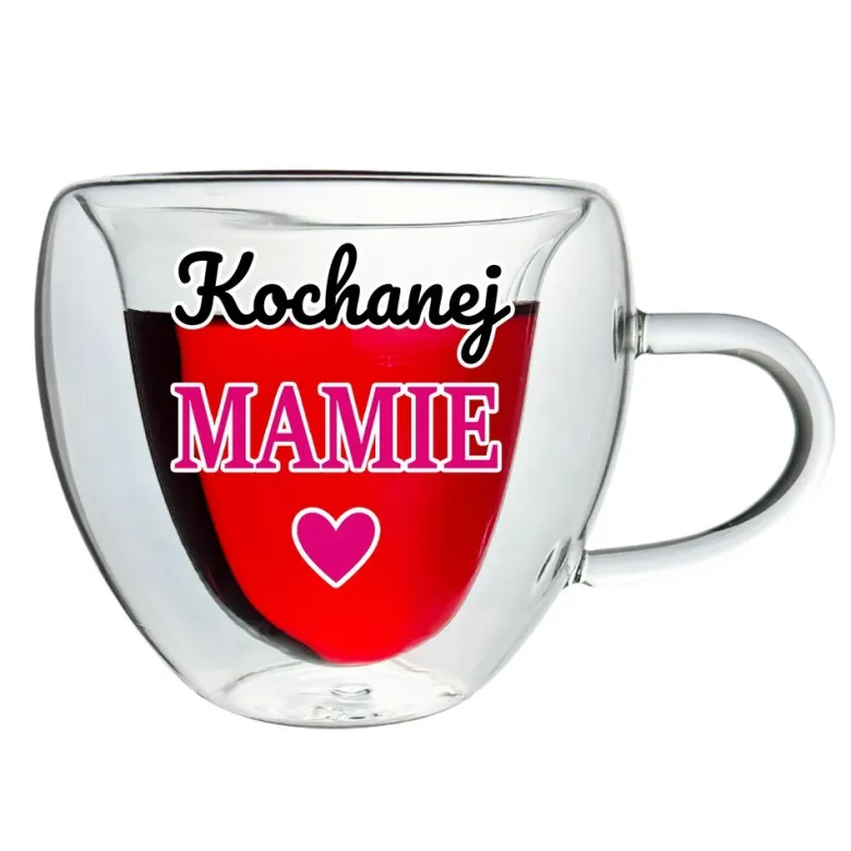 Szklanka Termiczne Serce Kochanej Mamie - prezent dla Mamy na Dzień Mamy Matki Urodziny Święta Kubek