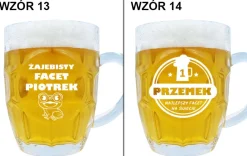 Szklany kufel do piwa z grawerem w ozdobnym kartoniku - prezent na 18 30 40 50 60 urodziny dla faceta mężczyzny