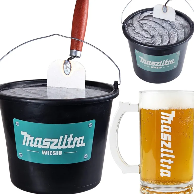 Wiadro MaszLitra + Kufel - Śmieszny Prezent dla Budowlańca Mężczyzny Męża Taty Brata na Święta Urodziny