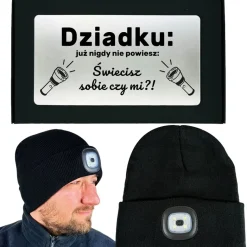 Świecąca Czapka LED z grawerem dla Dziadka - Prezent dla Dziadka na Dzień Babci i Dziadka Świeta Urodziny