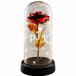 Wieczna Róża LED Personalizowana - Prezent dla Dziewczyny Żony Niej na Walentynki Święta Urodziny