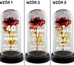 Wieczna Róża LED Personalizowana - Prezent dla Dziewczyny Żony Niej na Walentynki Święta Urodziny