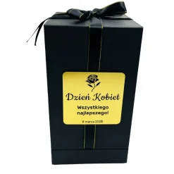 Wieczna róża w szkle z grawerem - prezent na Dzień Kobiet