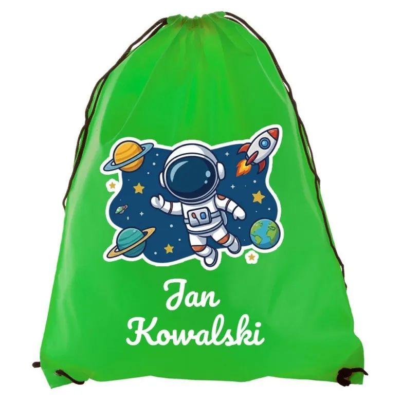 Worek Plecak Astronauta z Imieniem dla Chłopca do Przedszkola Szkoły na Buty W-F