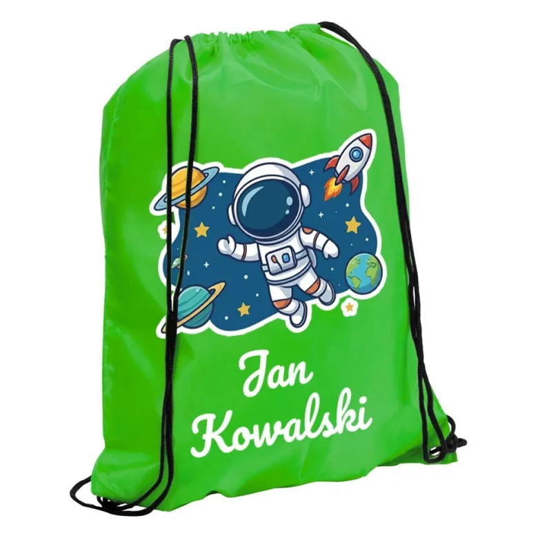 Worek Plecak Astronauta z Imieniem dla Chłopca do Przedszkola Szkoły na Buty W-F