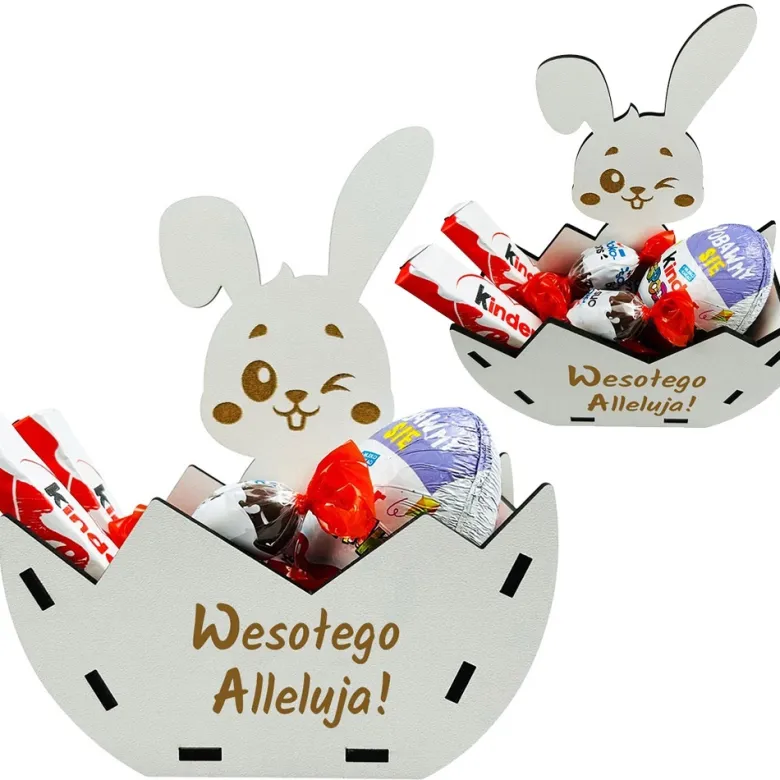 Zając Wielkanocny Koszyczek na Słodycze - Prezent na Wielkanoc Zajączka dla Dzieci
