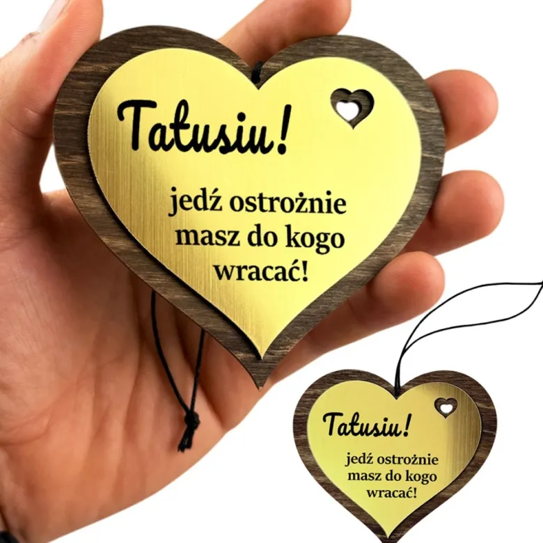 Zawieszka Tatusiu Jedź Ostrożnie Masz Do Kogo Wracać - Prezent dla Taty na Dzień Ojca Święta Urodziny