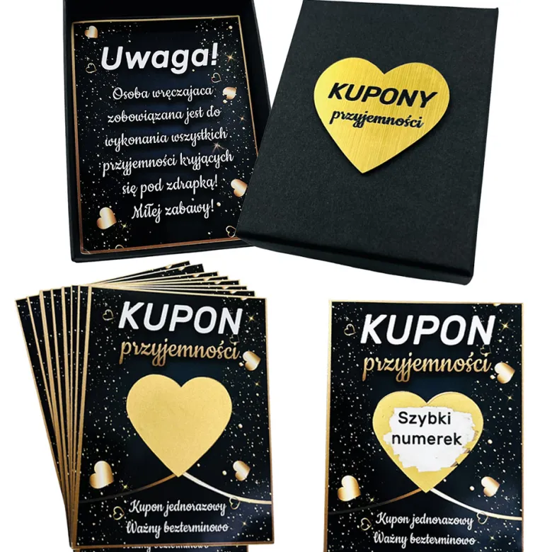 Zdrapki "Kupony Przyjemności" - prezent na walentynki dla żony męża dziewczyny chłopaka