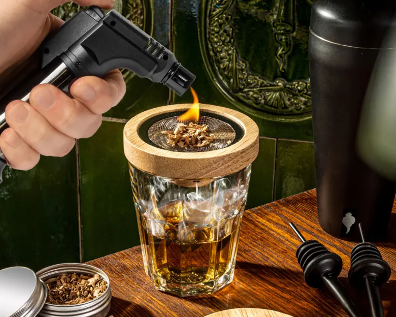 Zestaw barmański shaker do drinków + zestaw do wędzenia whisky 2w1