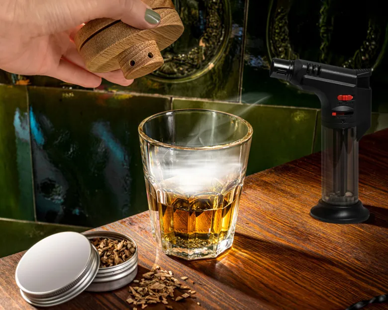 Zestaw barmański shaker do drinków + zestaw do wędzenia whisky 2w1