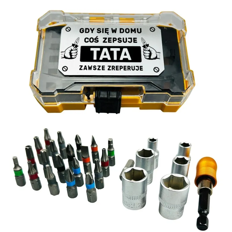 Zestaw Bitów 15 el. z Grawerem dla Taty - Prezent dla Taty na Dzień Ojca Święta Urodziny