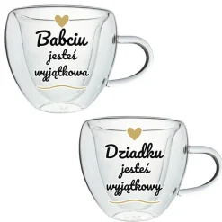 Zestaw dla Babci i Dziadka 2x Szklanka Termiczna Serce - Prezent na Dzień Babci i Dziadka