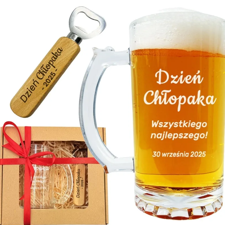 Zestaw do Piwa Kufel + Otwieracz - prezent na Dzień Chłopaka dla kolegi z pracy