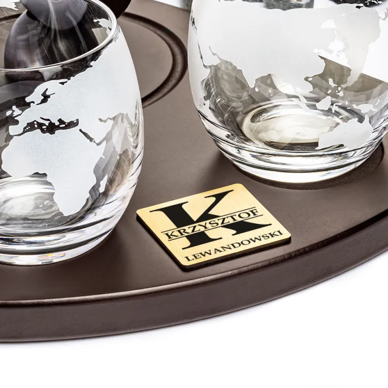 Zestaw do whisky GLOBUS DELUXE z GRAWEREM - prezent dla taty faceta męża chłopaka na urodziny Święta