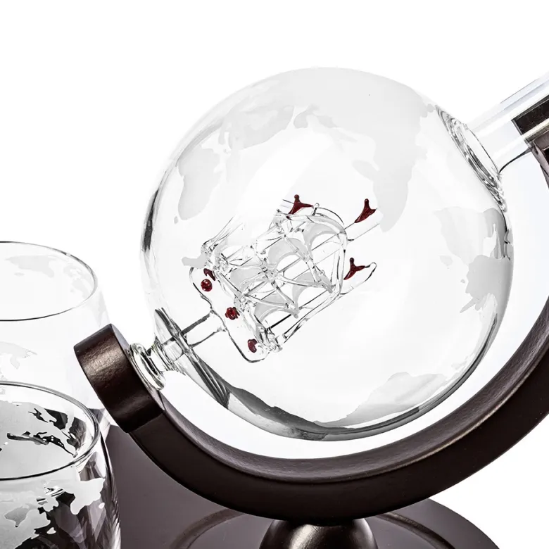 Zestaw do Whisky Karafka Globus z Grawerem - Prezent dla Taty Męża Dziadka Szefa Teścia Faceta Mężczyzny na Święta Urodziny