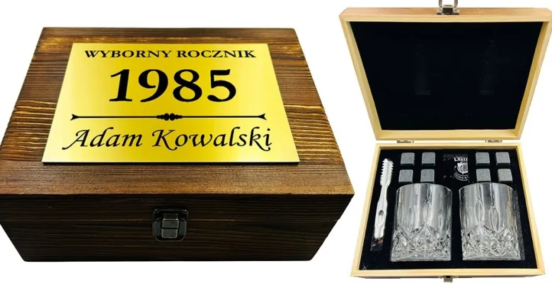 Zestaw do Whisky z Grawerem - Prezent dla Mężczyzny Męża Chłopaka Faceta Taty Dziadka na Święta Urodziny