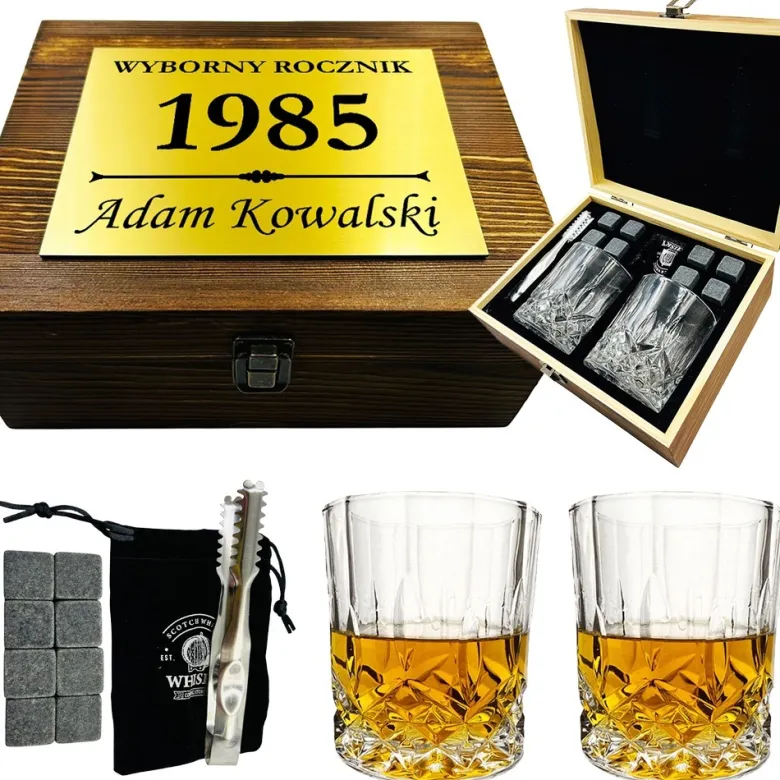 Zestaw do Whisky z Grawerem - Prezent dla Mężczyzny Męża Chłopaka Faceta Taty Dziadka na Święta Urodziny