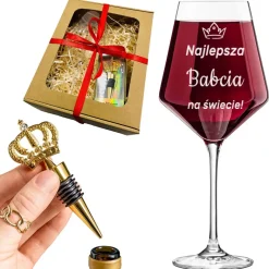 Zestaw do Wina z Grawerem - prezent dla Babci na Dzień Babci i Dziadka Święta czy urodziny