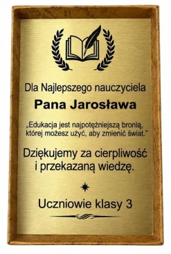 Zestaw Długopis i Brelok Drewniany w Pudełku z Grawerem - Prezent na Dzień Nauczyciela dla Wychowawcy Nauczyciela