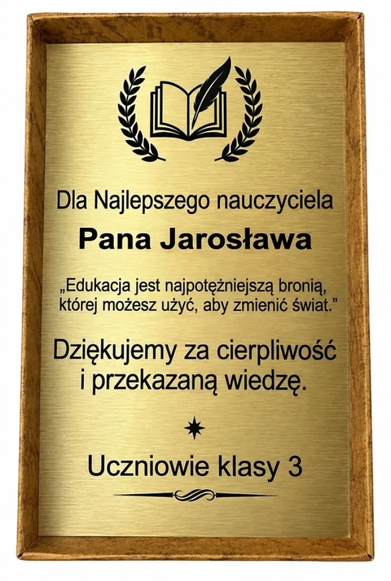 Zestaw Długopis i Brelok Drewniany w Pudełku z Grawerem - Prezent na Dzień Nauczyciela dla Wychowawcy Nauczyciela
