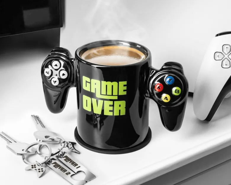 ZESTAW gracza GAME OVER kubek, podkładka, breloki