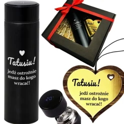 Zestaw Kubek Termiczny + Zawieszka Tatusiu Jedź Ostrożnie - Prezent dla Taty na Dzień Ojca Święta
