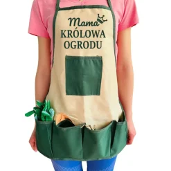 Zestaw Mama Królowa Ogrodu Fartuszek + Narzędzia - Prezent dla Mamy na Dzień Matki Święta Urodziny Narzędzi Ogrodowych
