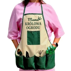 Zestaw Mama Królowa Ogrodu Fartuszek + Narzędzia - Prezent dla Mamy na Dzień Matki Święta Urodziny Narzędzi Ogrodowych
