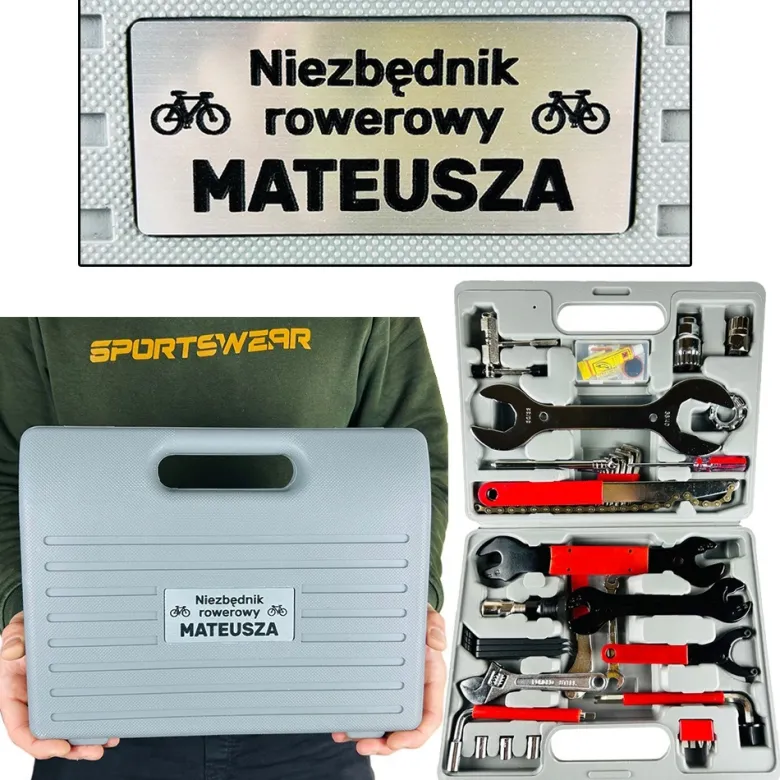 Zestaw Narzędzi Rowerowych 44 el. z Grawerem - Prezent dla Taty Męża Dziadka Mężczyzny na Święta