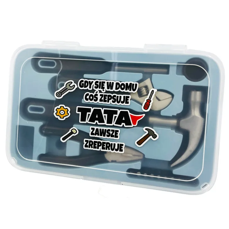 Zestaw Narzędzi 15 szt. dla Taty z Nadrukiem – Prezent na Dzień Ojca, Urodziny lub Święta