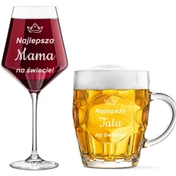 Zestaw prezent dla Rodziców na Święta Rocznicę Ślub - kieliszek + kufel