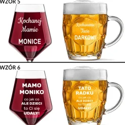 Zestaw prezent dla Rodziców na Święta z grawerem - kieliszek + kufel
