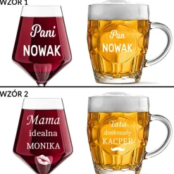 Zestaw prezent dla Rodziców na Święta z grawerem - kieliszek + kufel
