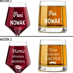 Zestaw prezent dla Rodziców na Święta z Grawerem - kieliszek + szklanka