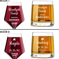 Zestaw prezent dla Rodziców na Święta z Grawerem - kieliszek + szklanka