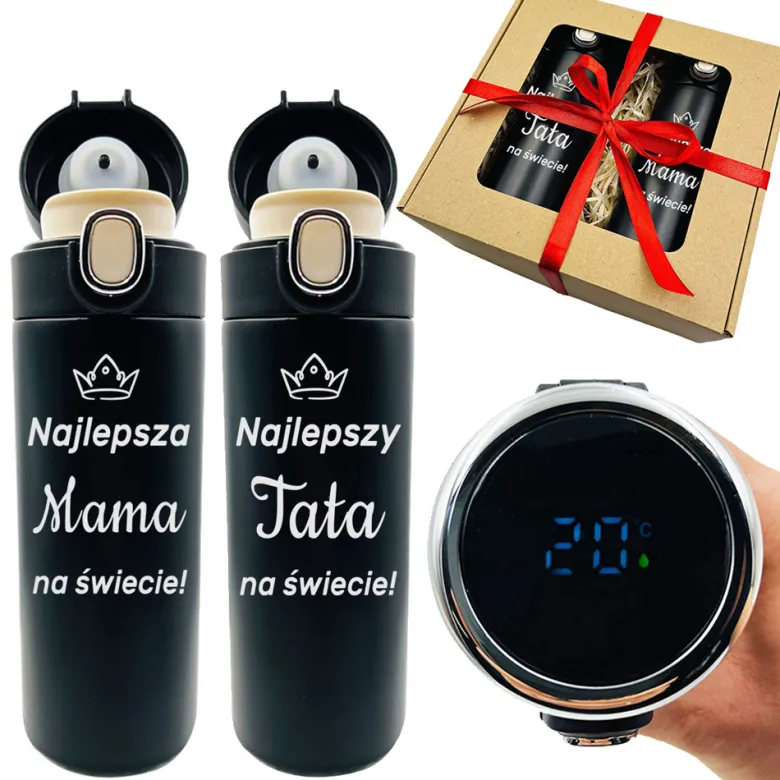 Zestaw 2x Kubek Termiczny z Grawerem - Prezent dla Rodziców Mamy i Taty na święta rocznicę